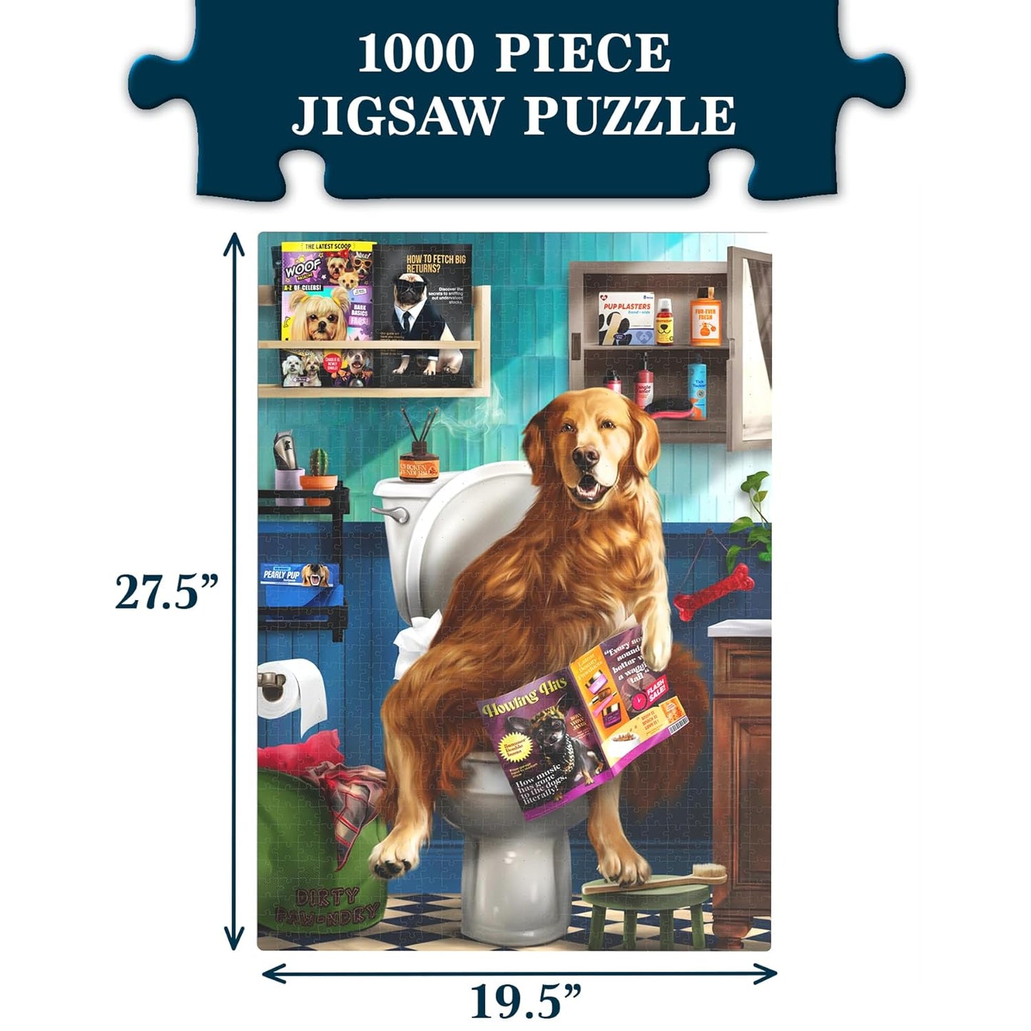 Jigsaw Puzzles for Adults and Families: The Morning Dump, 1000 Piece Puzzle, Brain-Boosting Fun for Ages 15+, Gifts for Dog Lovers (27.5" x 19.5")