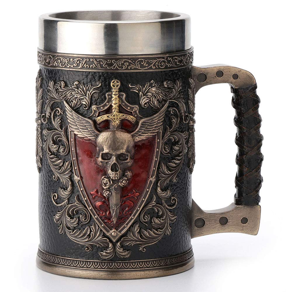 Gothic Skull Tankard Mug | 15.5 cm Medieval Fantasy Collectible Beer Mug