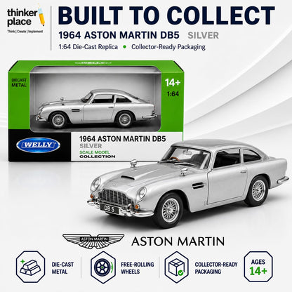Welly 1:64 Aston Martin DB5 1964 Silver Die-Cast Metal Model Car