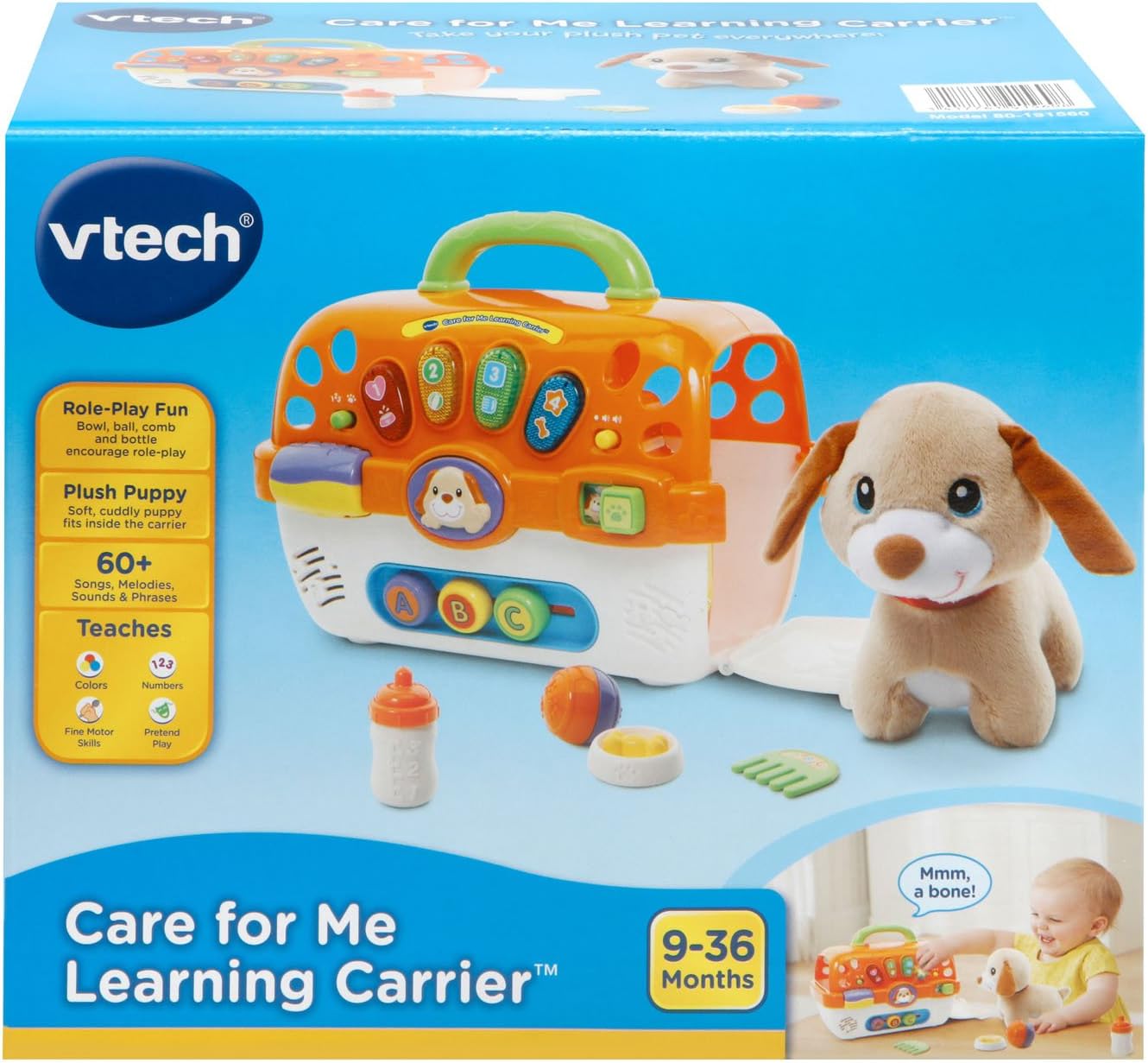VTech Care for Me Learning Carrier Electronic Pet Carrier with Plush Puppy & Accessories – Interactive Educational Toy for Toddlers 9-36 Months