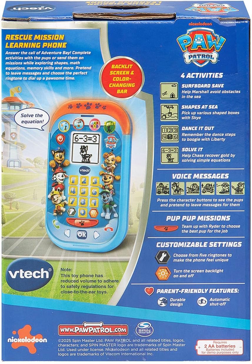 VTech PAW Patrol Rescue Mission Learning Phone | Interactive Educational Toy Phone with 6 Character Buttons, Learning Games, Sounds & Mission Activities for Kids