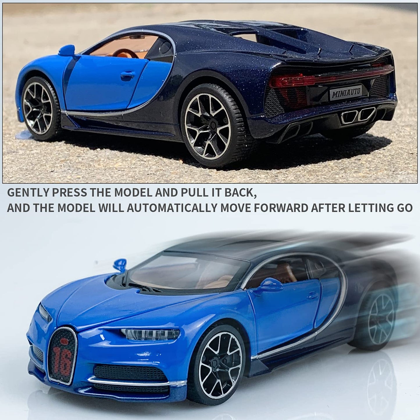 Bburago Bugatti Chiron Blue 1:64 Die-Cast Metal Model Car