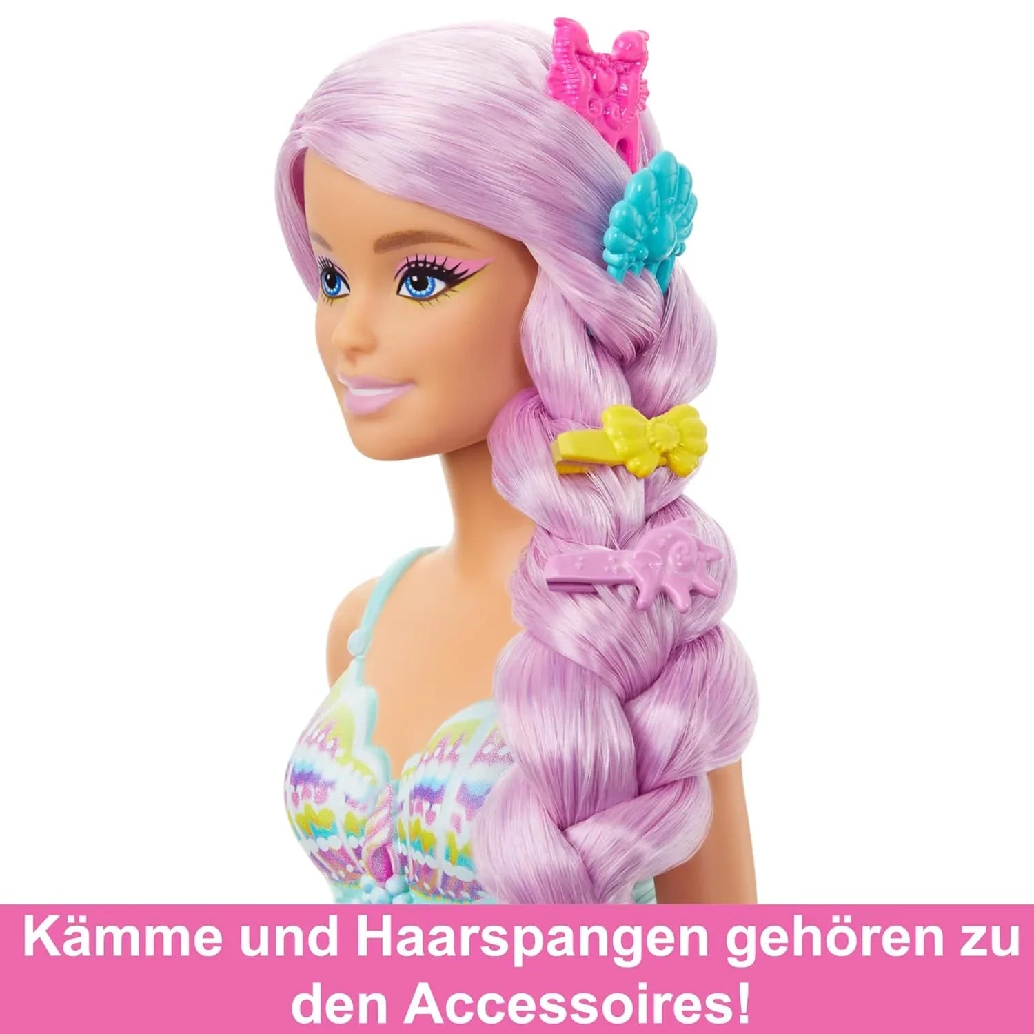 Barbie Mermaid Doll with 7-Inch-Long Pink Fantasy Hair and Colorful Accessories for Styling Play Like Headband and Barrettes - Jaiman Toys