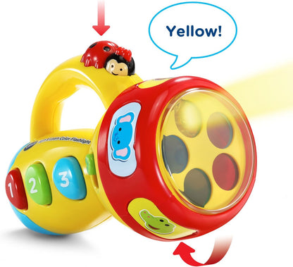 VTech Spin and Learn Color Flashlight | Interactive Educational Flashlight Toy with Colors, Numbers, Animals, Songs & Light-Up Learning for Toddlers