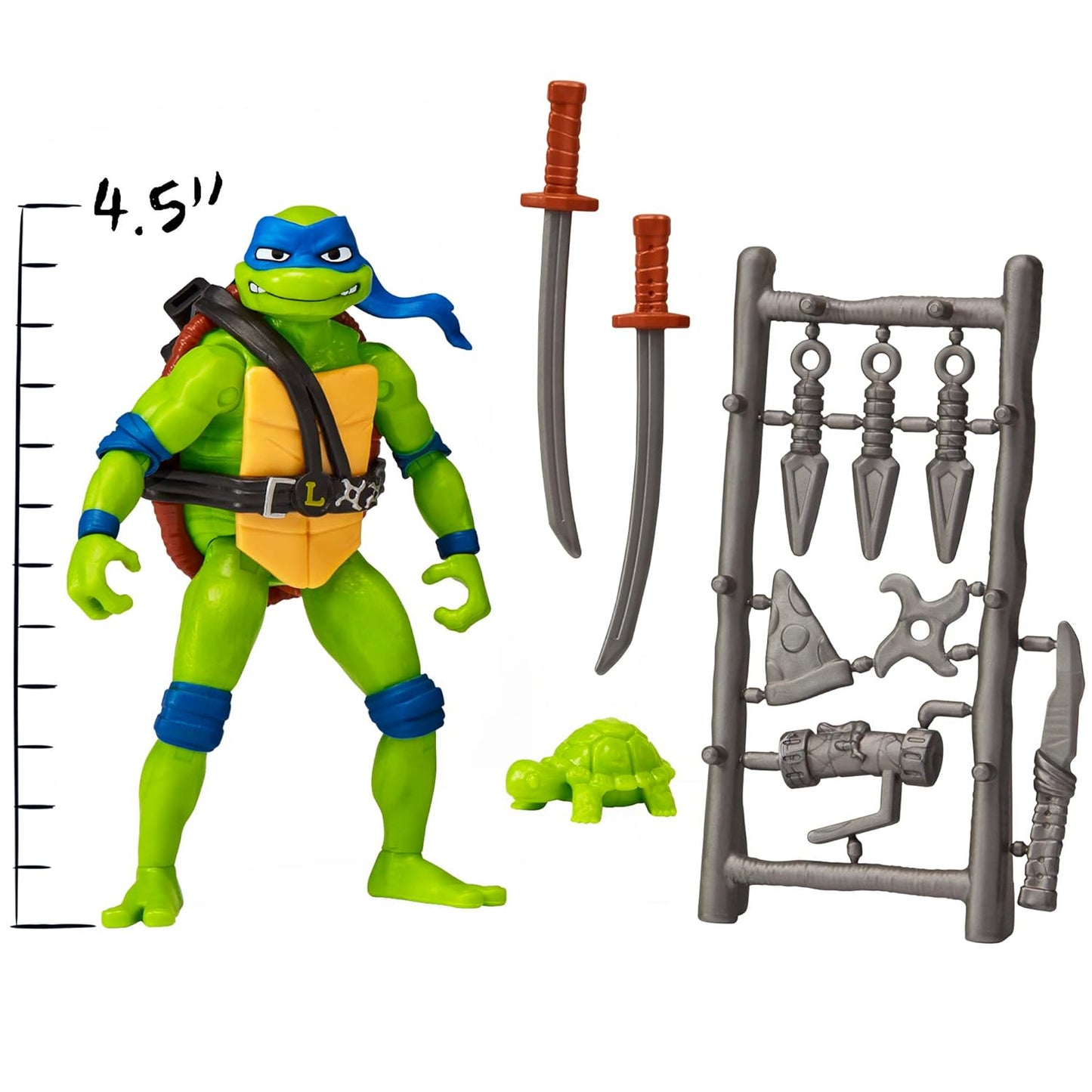 Teenage Mutant Ninja Turtles Mutant Mayhem Leonardo Action Figure | 4.5 Inch TMNT Collectible with Katana Accessories