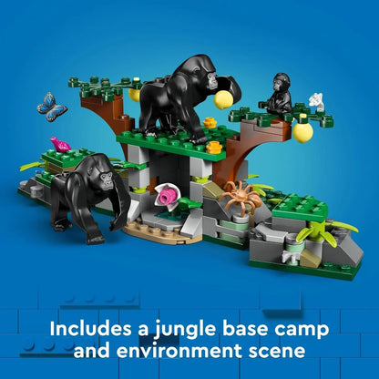 LEGO City 60437 Jungle Explorer Helicopter at Base Camp Building Toy, Comes with 5 Minifigures and 3 Gorilla Toy Figures, Adventure Playset for Kids Ages 8 and Up, Birthday Gift for Kids