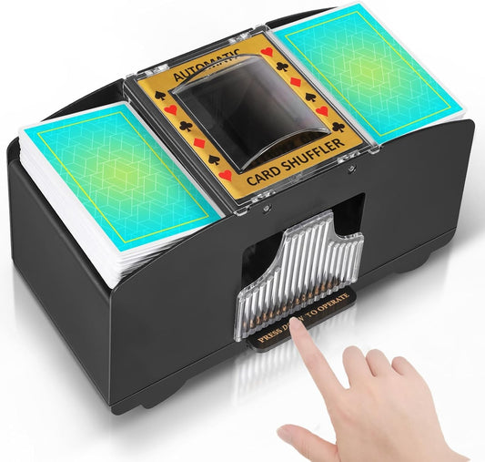 Automatic Card Shuffler Machine for 1–2 Decks | Battery Operated Electric Playing Card Shuffler | Portable Poker Card Shuffling Machine for Casino, Club, Family Games & Home Party