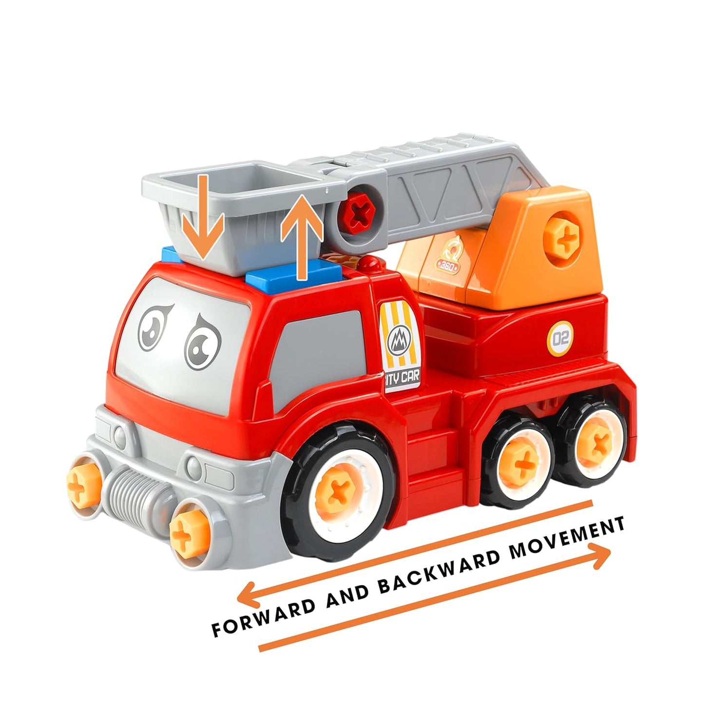 ThinkerPlace 2-in-1 Detachable Fire Truck | Buildable DIY Assembly Rescue Vehicle Toy for Kids