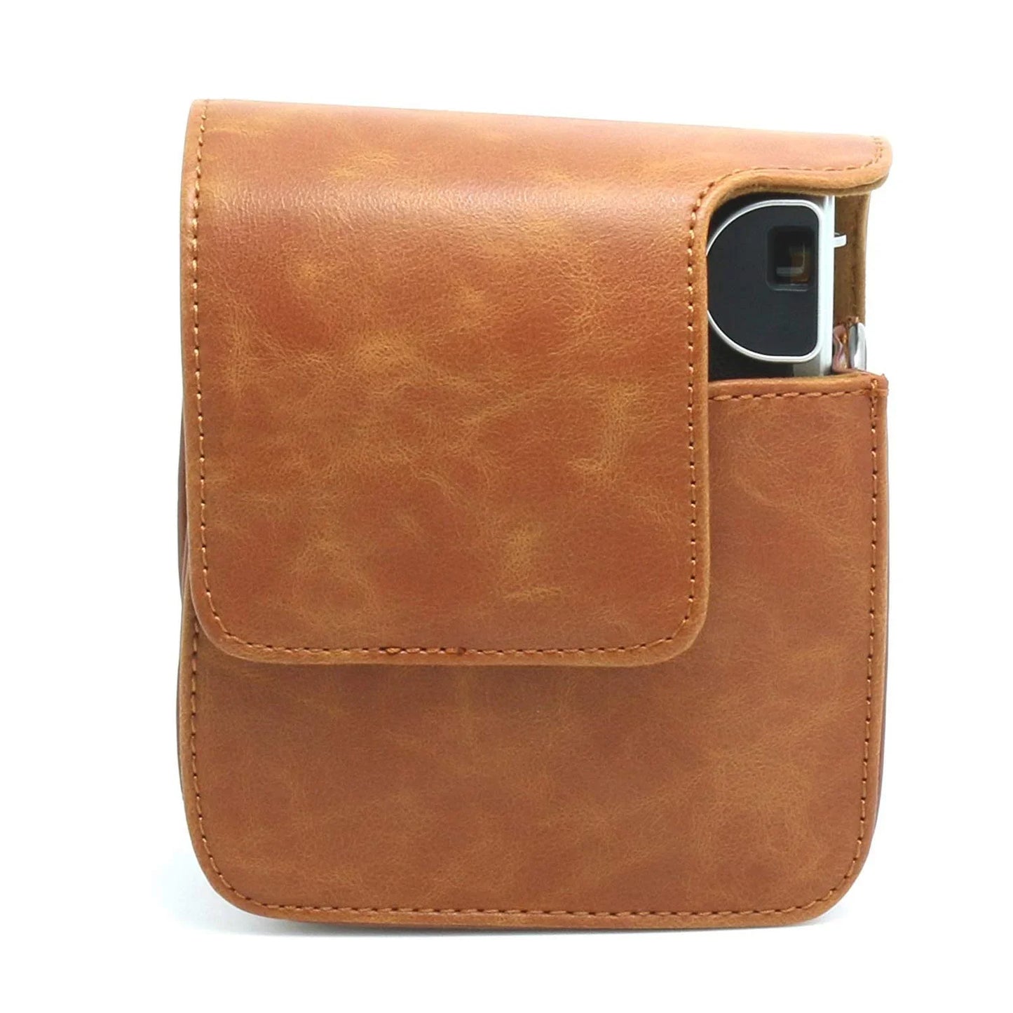 Vintage Charm – Classic PU Leather Case with Strap for Instax Mini 90 Neo Classic - Brown - Jaiman Toys