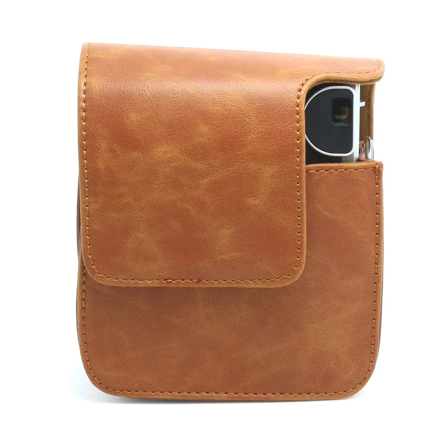 Vintage Charm – Classic PU Leather Case with Strap for Instax Mini 90 Neo Classic - Brown - Jaiman Toys