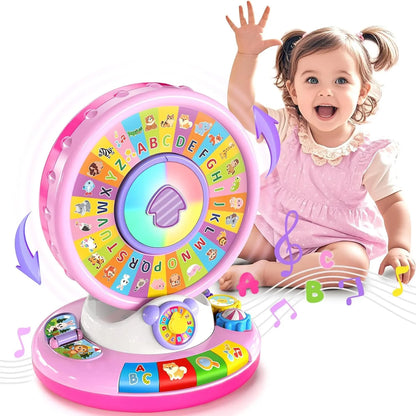 Musical Spin & Sing Alphabet Zoo Infant Toys – Interactive Learning Toy for Toddlers Ages 6–18 Months | Educational Gift for Baby Boys & Girls (1–3 Years) - Pink - Jaiman Toys