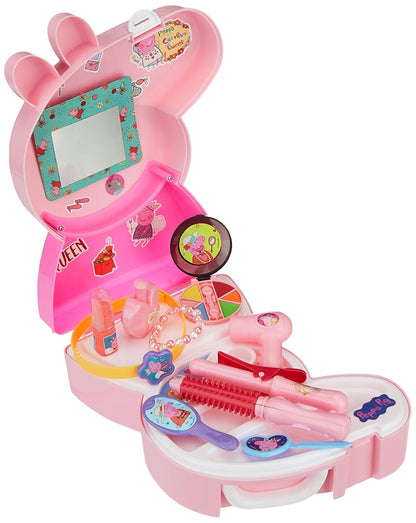 Peppa Pig Beauty Set Pretend Makeup Kit for Kids | Portable Vanity Play Set with Mirror, Hair Dryer & Beauty Accessories | Carry Case Toy | Ages 3+