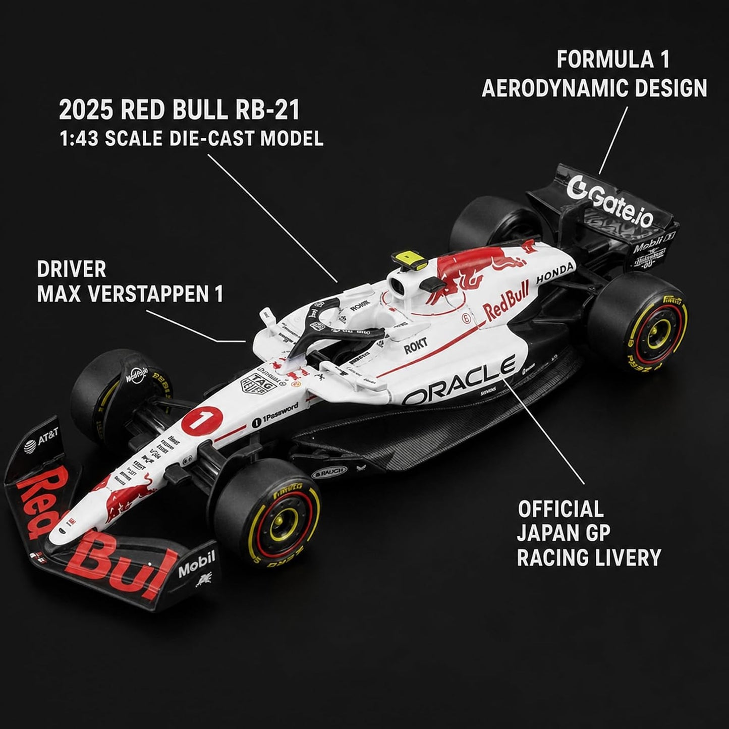 Bburago 1:43 Scale Oracle Red Bull Racing RB21 #1 Japan GP Livery | Max Verstappen Collectible F1 Die-Cast Model