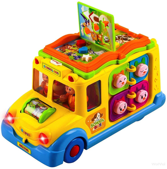 Intellectual School Bus Activity Toy Vehicle with Music, Sounds, and Lights (Multicolour) (Bus) - Jaiman Toys