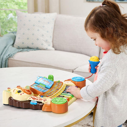 VTech Zoo Jamz Giraffe Piano | Interactive Musical Learning Piano with Light-Up Keys, Microphone, Songs, Animal Sounds & Music Activities for Toddlers