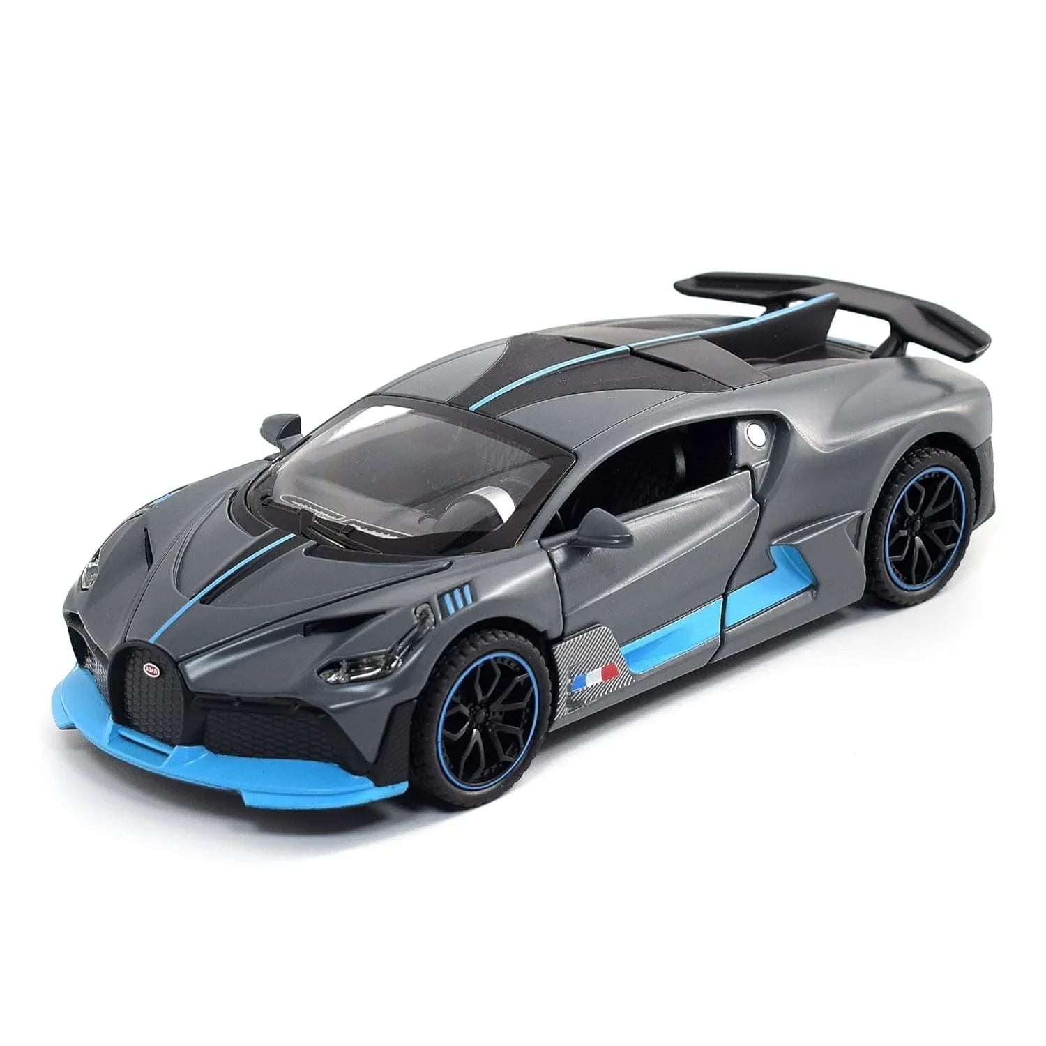 JOY JUNCTION 1:32 Bugatti Divo Die-Cast Metal Toy Car – Pull Back Model Car with Light & Sound for Kids (Grey) - Jaiman Toys