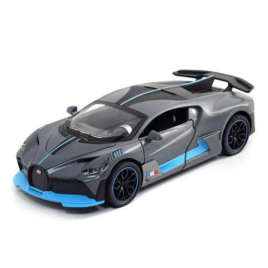 JOY JUNCTION 1:32 Bugatti Divo Die-Cast Metal Toy Car – Pull Back Model Car with Light & Sound for Kids (Grey) - Jaiman Toys