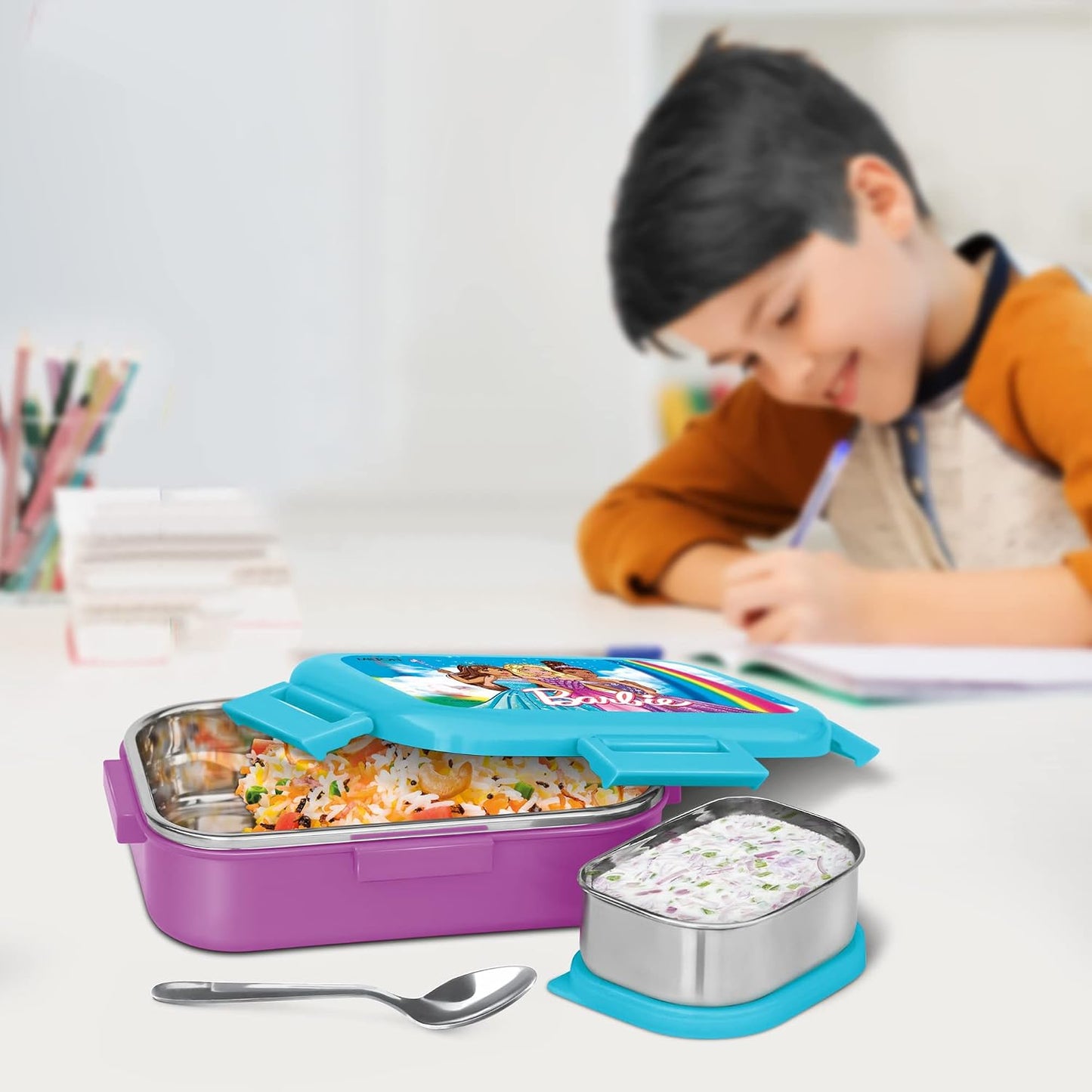 Milton Barbie Kids Lunch Box 700ml | School Tiffin Box with Secure Locking Clips | Portable Food Storage Container for School, Picnic & Travel