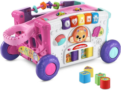 VTech Sort & Discover Activity Wagon Pink | Interactive Pull-Along Learning Walker & Shape Sorting Toy for Toddlers
