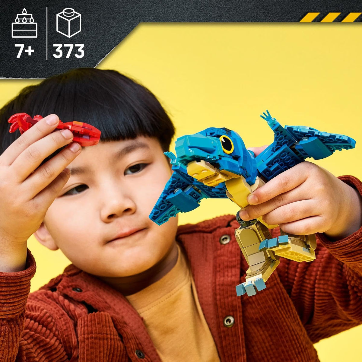 LEGO 77977 Jurassic World Baby Dinosaur: Pteranodon – Posable 373-Piece Building Toy with Squid, Ages 7+