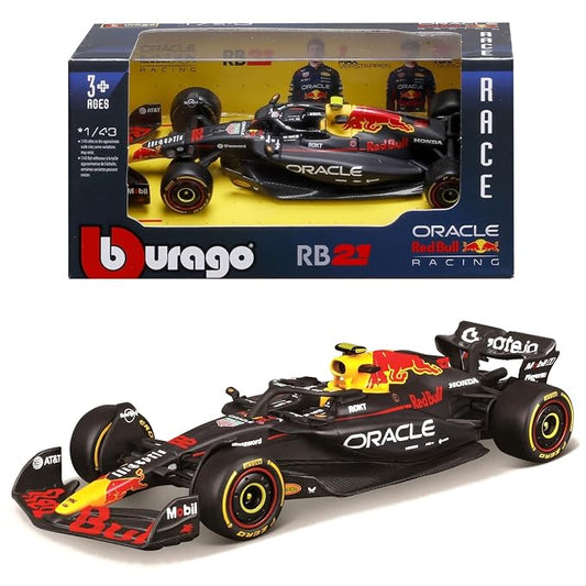 Bburago Oracle Red Bull Racing RB21 1:43 Scale Die-Cast Formula 1 Model Car | Premium Black F1 Racing Car with Authentic Team Livery & Display Box