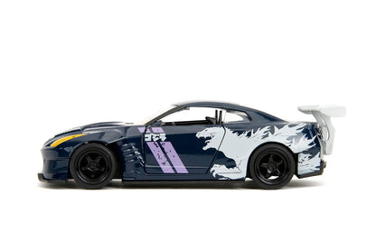 Jada Toys Godzilla 2009 Nissan GT-R (R35) Ben Sopra 1:32 Scale Diecast Model Car – Blue, Collectible Japanese Sports Car with Godzilla Graphics