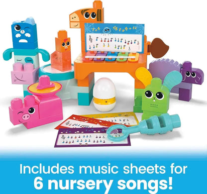 MEGA BLOKS Fisher Price Musical Farm Band Sensory Block Toy (45 Pieces) for Toddler - Jaiman Toys