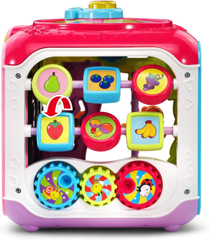 VTech Sort & Discover Activity Cube Interactive Learning Toy with Shape Sorter, Lights, Sounds & Music | Pink