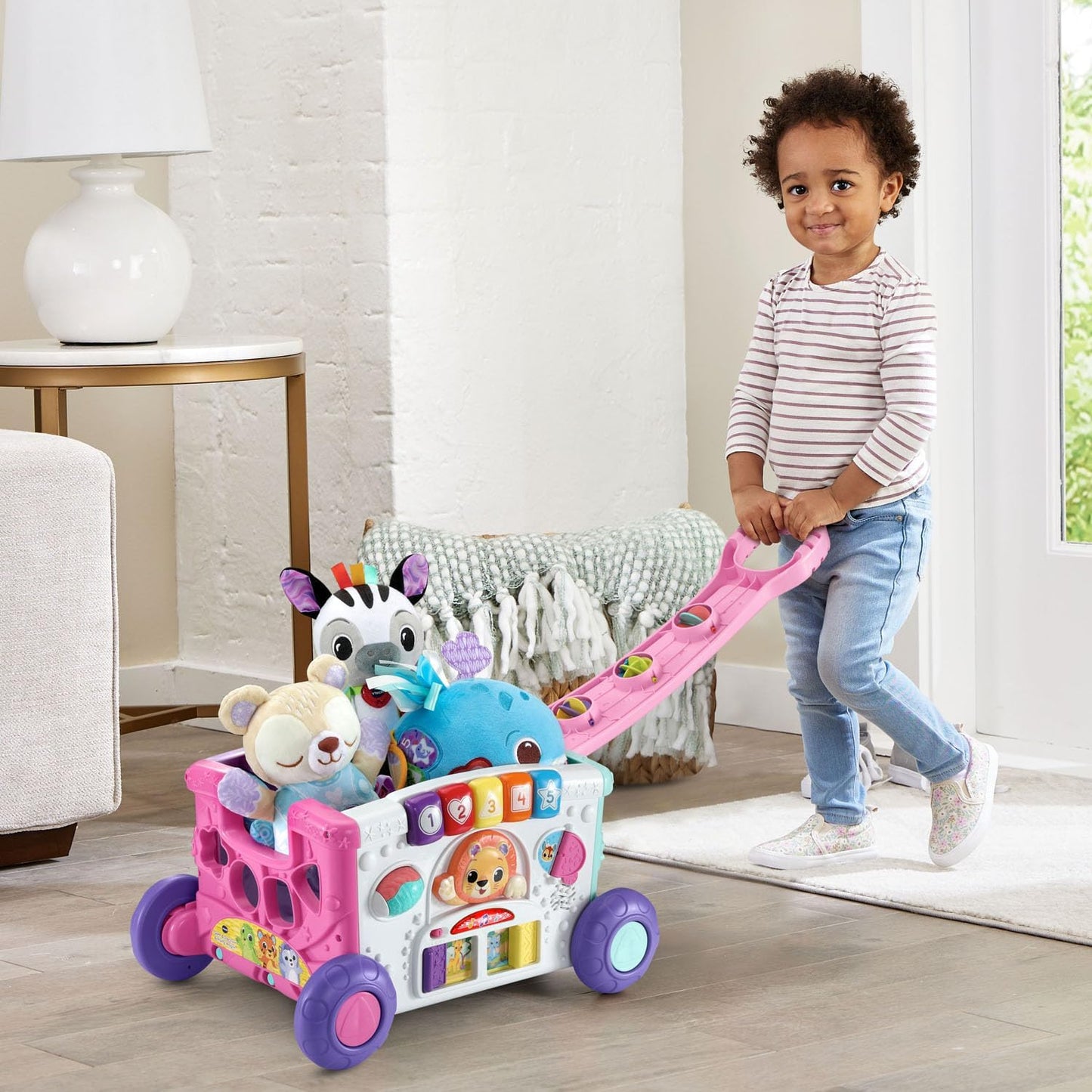 VTech Sort & Discover Activity Wagon Pink | Interactive Pull-Along Learning Walker & Shape Sorting Toy for Toddlers