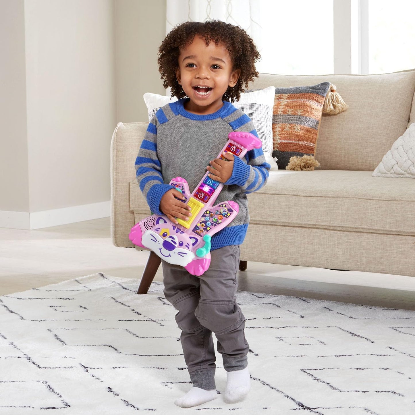 VTech Zoo Jamz Tiger Rock Guitar, Pink | Interactive Musical Learning Guitar with Lights, Songs, Animal Sounds & Educational Toy for Toddlers