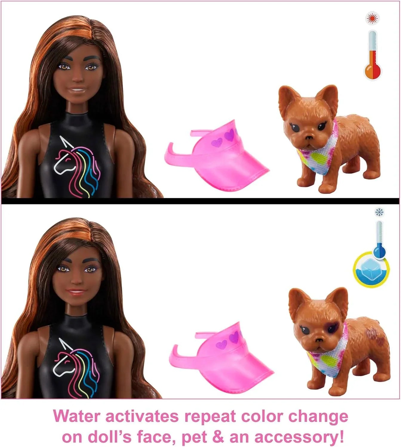 Barbie Color Reveal Totally Neon Fashions Doll with Orange-Streaked Brunette Hair & 25 Surprises | Color-Change Feature | Gift for Kids