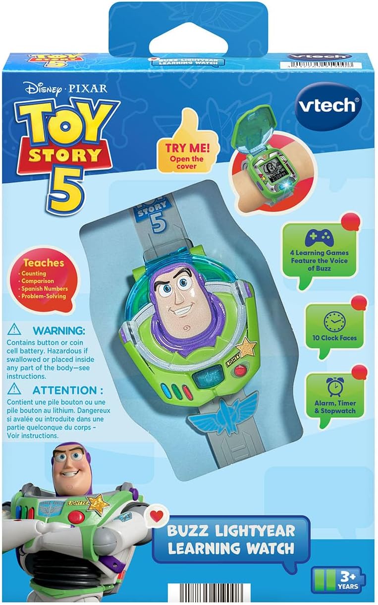 VTech Disney Pixar Toy Story 5 Buzz Lightyear Learning Watch | Interactive Educational Kids Watch with Games, Clock, Timer & Buzz Lightyear Voice