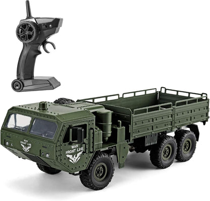 Military Transporter RC Truck 6WD | 2.4G Off-Road Army Cargo Vehicle with LED Lights (RTR)