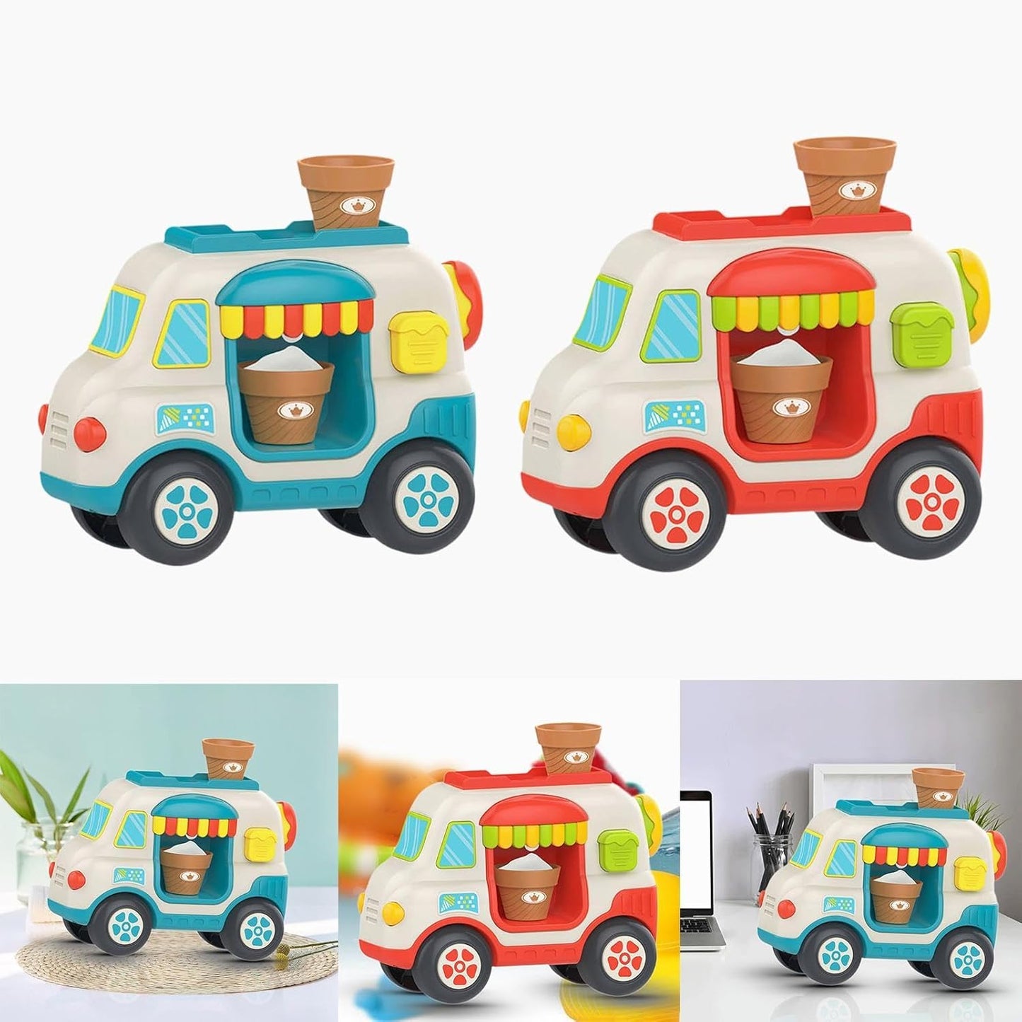 Huanger Ice Cream Truck Toy for Kids – Interactive Musical Ice Cream Van with Lights & Sounds (12+ Months)