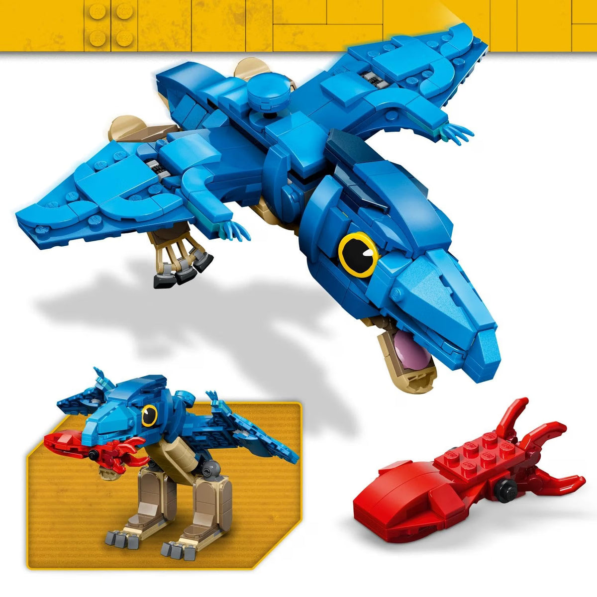 LEGO 77977 Jurassic World Baby Dinosaur: Pteranodon – Posable 373-Piece Building Toy with Squid, Ages 7+