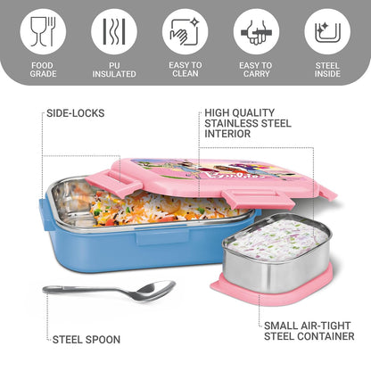 Milton Barbie 700ml Kids Lunch Box with Stainless Steel Inner Container | School Tiffin Box with Steel Snack Container