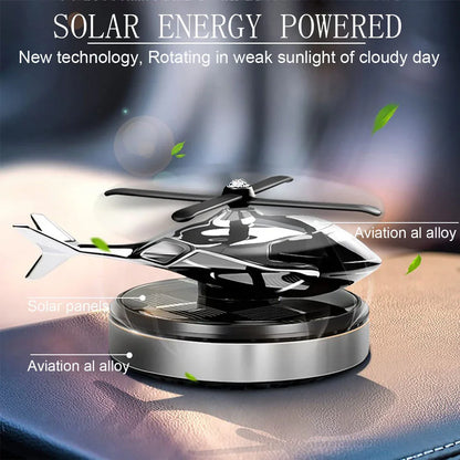 Solar Car Air Freshener – Creative Helicopter Design Aromatherapy Perfume Diffuser for Car Dashboard (Silver)
