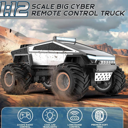 JRC 1:14 Q202 Alloy Cyberpunk RC Pickup – Off-Road Remote Control Car | LED Glowing Dynamics | Big Foot Monster Truck