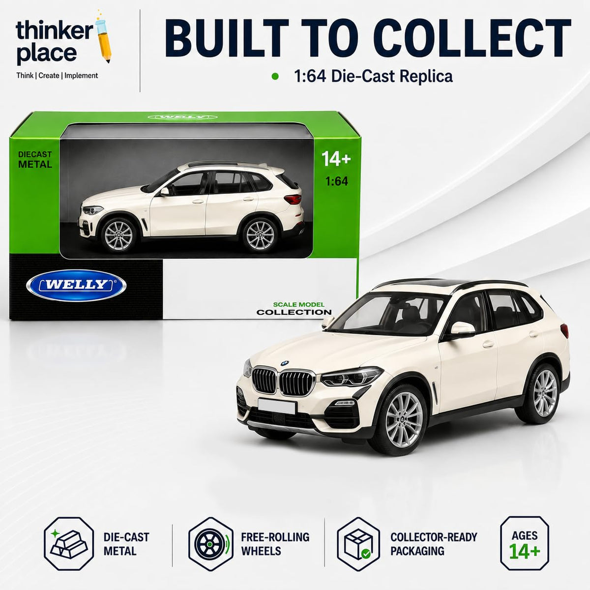 Welly 1:64 BMW X5 Cream White Die-Cast Metal Model Car
