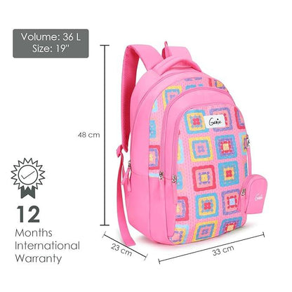 Genie Paige Backpack for Women – 19” | Lightweight, Water-Resistant & Spacious (36L) with Happy Pouch - Jaiman Toys