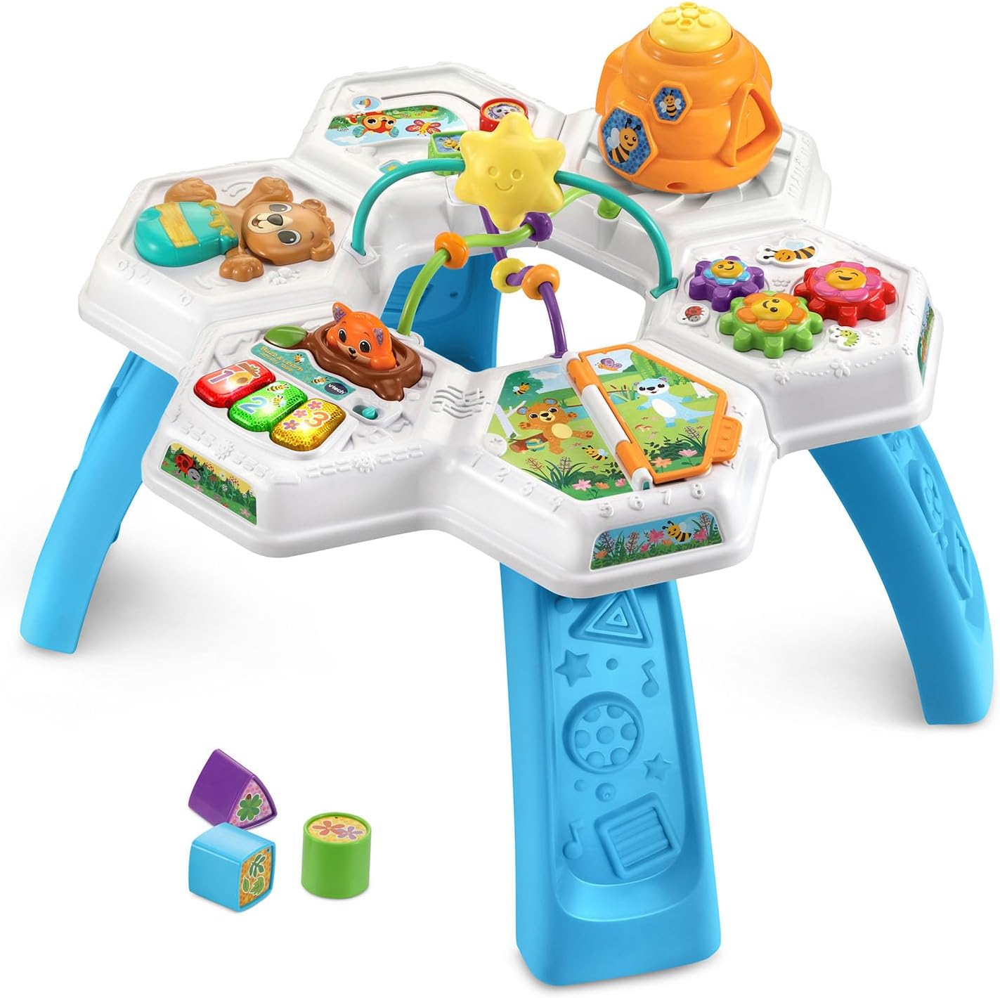 VTech Buzz and Learn Activity Table | Interactive Learning Activity Center with Lights, Sounds & Music | Blue