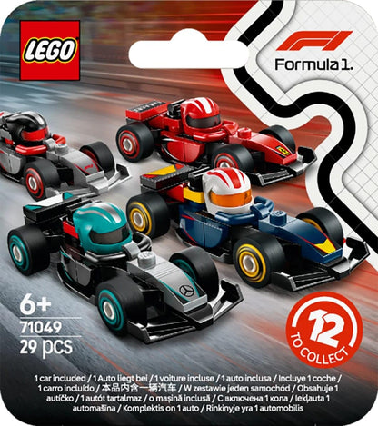 LEGO 71049 F1 Collectible Race Cars  Mini F1 Vehicles with Helmets (Ages 6+) - 1 Piece Random