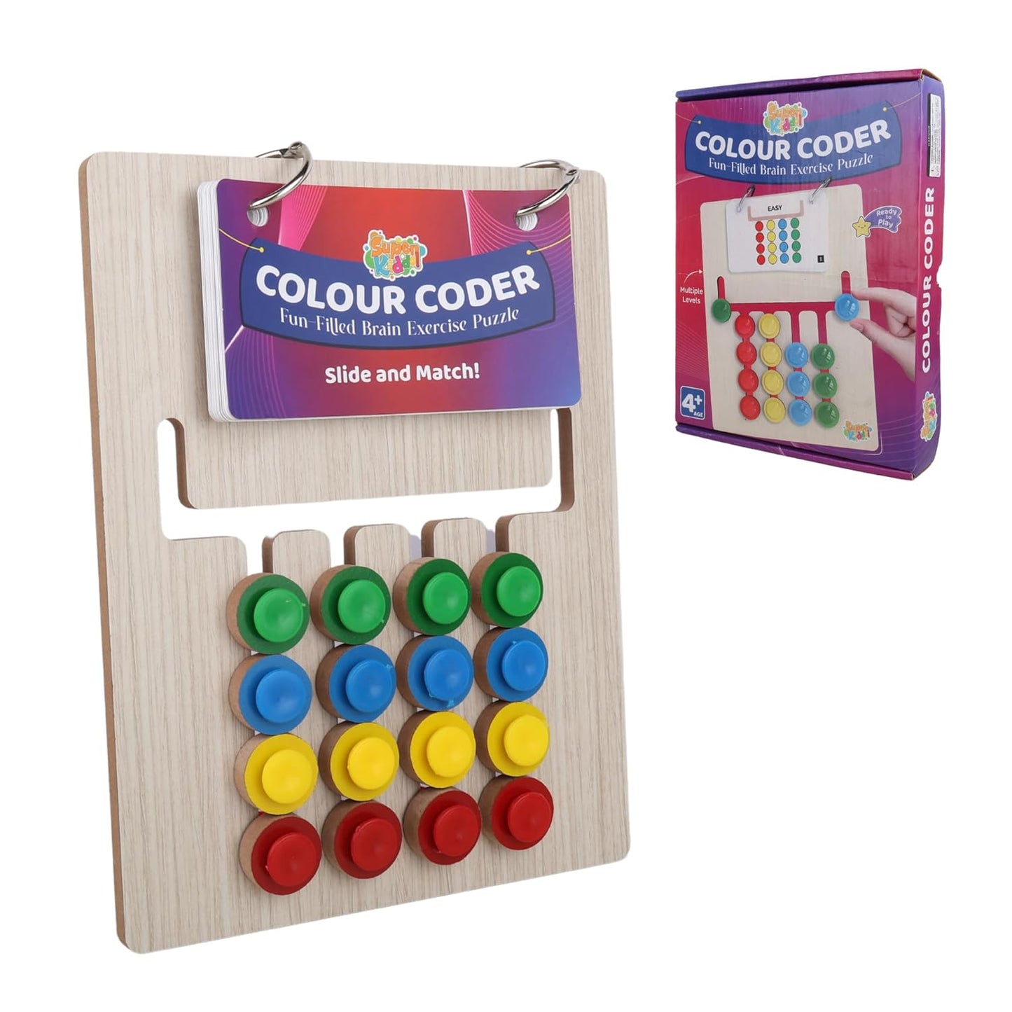 Wooden Montessori Slide Puzzle for Kids | Color Matching Logic Game | Educational Brain Teaser Toy for Ages 3–8