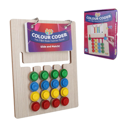 Wooden Montessori Slide Puzzle for Kids | Color Matching Logic Game | Educational Brain Teaser Toy for Ages 3–8