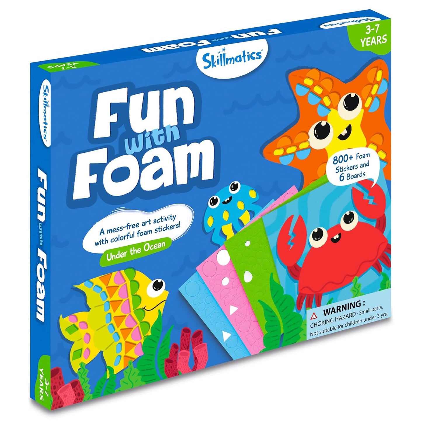 Skillmatics Art Activity - Fun with Foam Underwater Animals, No Mess Sticker Art for Kids, Craft Kits, DIY Activity, Gifts for Boys & Girls Ages 3, 4, 5, 6, 7, Travel Toys, Multicolor