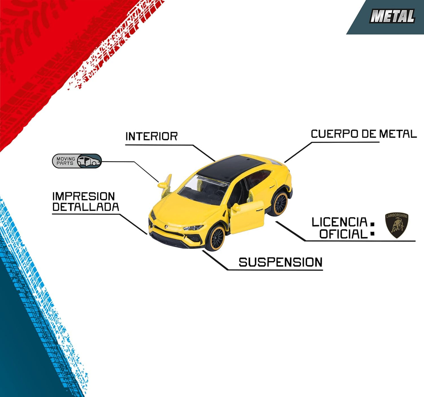 Majorette Lamborghini Die-Cast Car Set (5 Cars) | Official Lamborghini Models | Metal Body | 1:64 Scale | 3+ Years