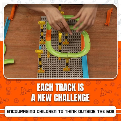 Blix Marble Run - 1, 118 Piece Construction Set, Design and Build Your Own Tracks, Marble Run Toys for Kids, Compatible with Other Brick Brands, Ages 5+, Made in India - Jaiman Toys