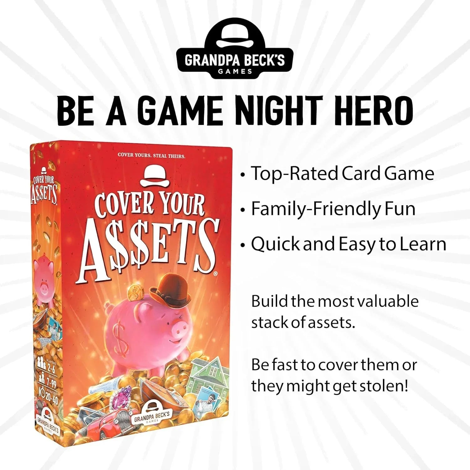 Cover Your Assets Card Game by Grandpa Beck’s – Fun Family & Adult Party Game - Jaiman Toys
