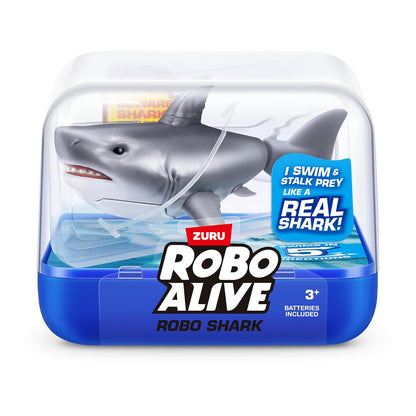ZURU Robo Alive Robo Shark Water Activated Swimming Toy with Realistic Shark Movement, Swims in 5 Directions, Interactive Robotic Water Toy with Lifelike Design, Batteries Included, Bath Tub & Swimming Pool Toy for Kids Boys & Girls