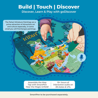 goDiscover India Map Puzzle for Kids | 120-Piece Educational Learning Puzzle (4+ Years)